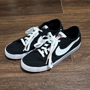 Nike Classic Black Canvas Sneakers with White Swoosh